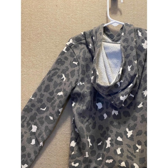 Sweatshirt Hoodie Girl's 6/6X Gray Leopard with Pink sequins - Picture 9 of 12